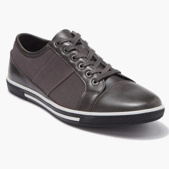 Zanzara Other - Gray Sneakers with Leather Upper and Striped Midsole